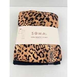 Soma Cool Nights Pajama Set Size XXL Black Animal Print Regular Length